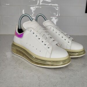 Alexander McQueen White/Iridescent Leather‎ Oversized Sneakers Size 36